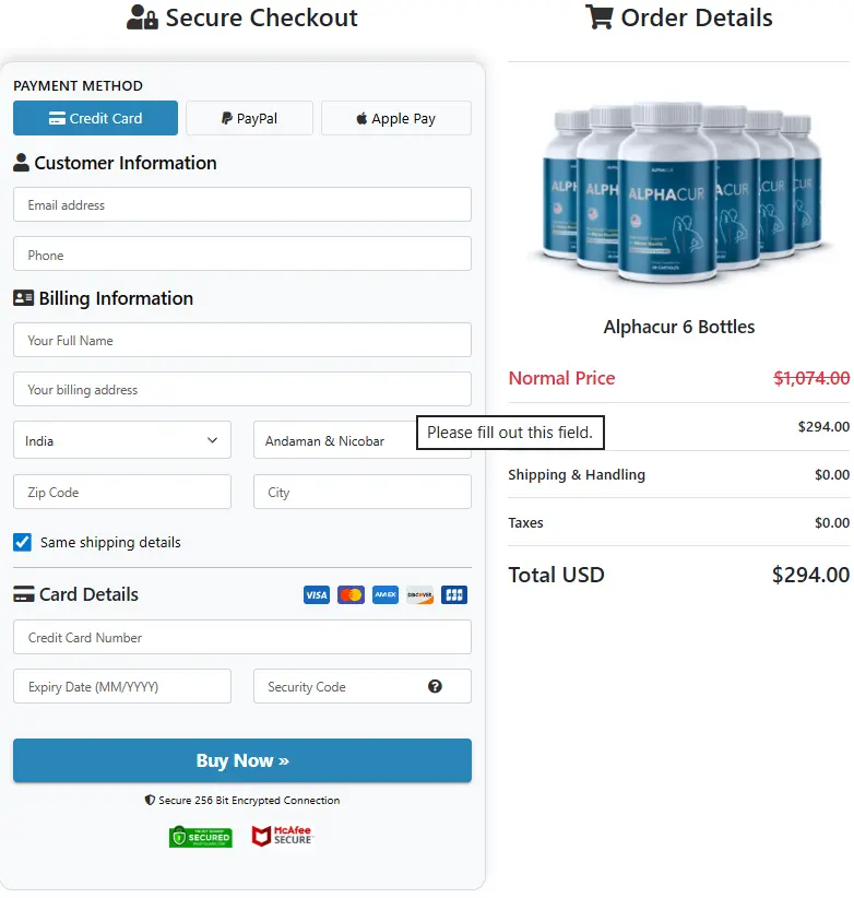  AlphaCur- Secure Page